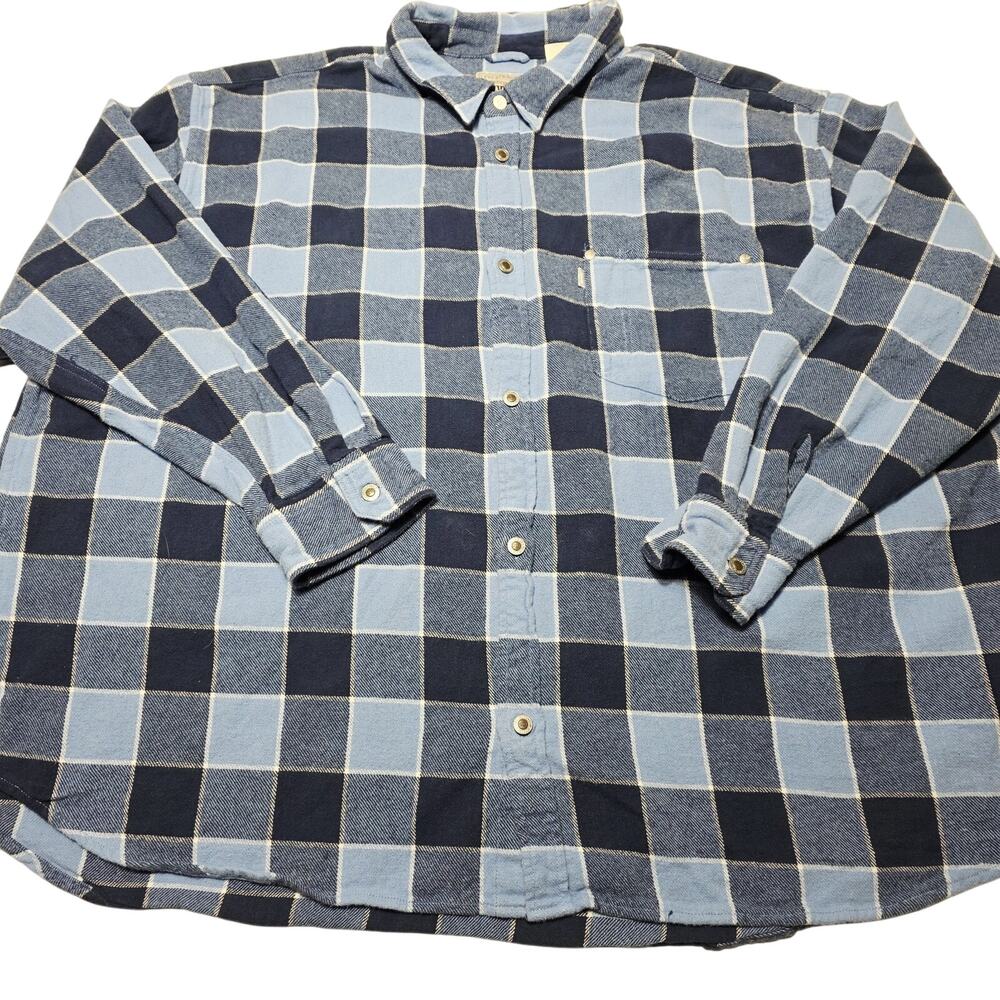 Levi’s Silvertab Blue Flannel Plaid Men’s Oversized 2XL Button Up Shirt